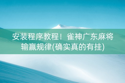 安装程序教程！雀神广东麻将输赢规律(确实真的有挂)