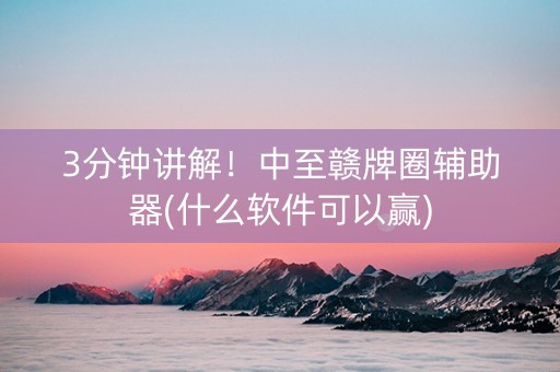 3分钟讲解！中至赣牌圈辅助器(什么软件可以赢)