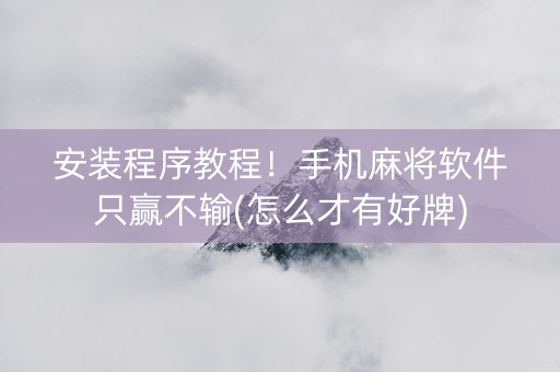 安装程序教程！手机麻将软件只赢不输(怎么才有好牌)