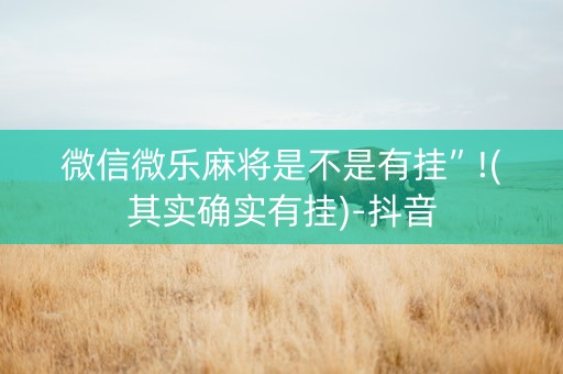 微信微乐麻将是不是有挂”!(其实确实有挂)-抖音