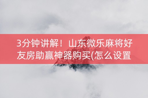 3分钟讲解！山东微乐麻将好友房助赢神器购买(怎么设置胡牌)