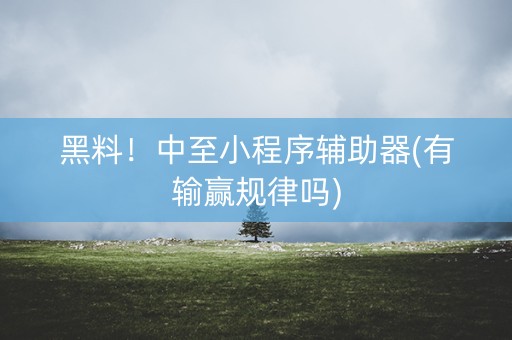 黑料！中至小程序辅助器(有输赢规律吗)