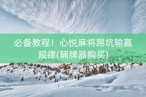 必备教程！心悦麻将踢坑输赢规律(辅牌器购买)