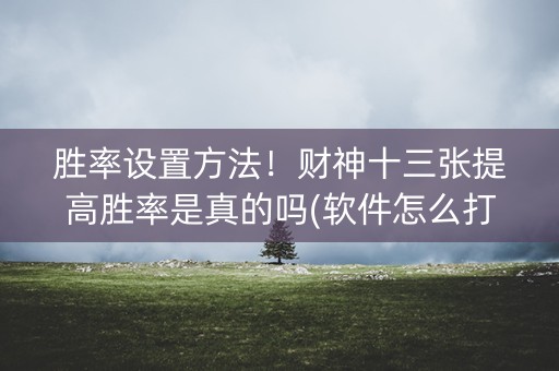 胜率设置方法！财神十三张提高胜率是真的吗(软件怎么打赢)