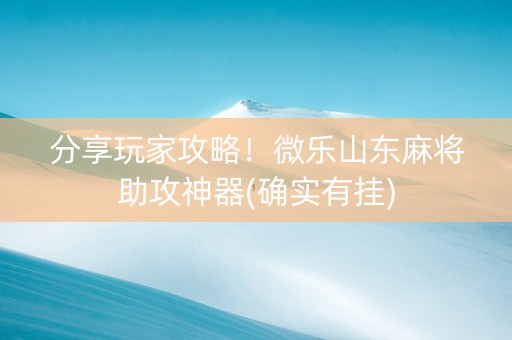 分享玩家攻略！微乐山东麻将助攻神器(确实有挂)