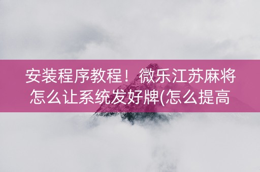 安装程序教程！微乐江苏麻将怎么让系统发好牌(怎么提高胡牌率)