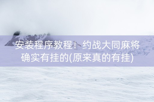 安装程序教程！约战大同麻将确实有挂的(原来真的有挂)