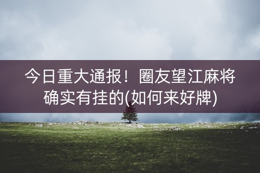 今日重大通报！圈友望江麻将确实有挂的(如何来好牌)