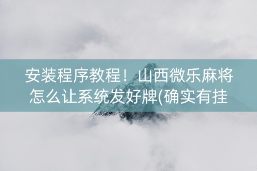 安装程序教程！山西微乐麻将怎么让系统发好牌(确实有挂吗)