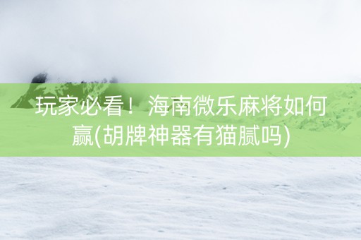 玩家必看！海南微乐麻将如何赢(胡牌神器有猫腻吗)