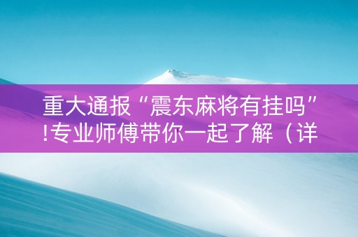 重大通报“震东麻将有挂吗”!专业师傅带你一起了解（详细教程）-抖音