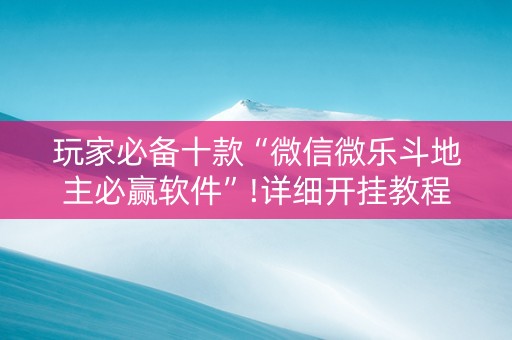 玩家必备十款“微信微乐斗地主必赢软件”!详细开挂教程-抖音