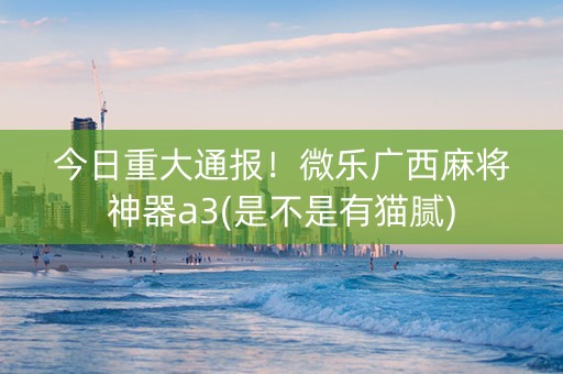 今日重大通报！微乐广西麻将神器a3(是不是有猫腻)