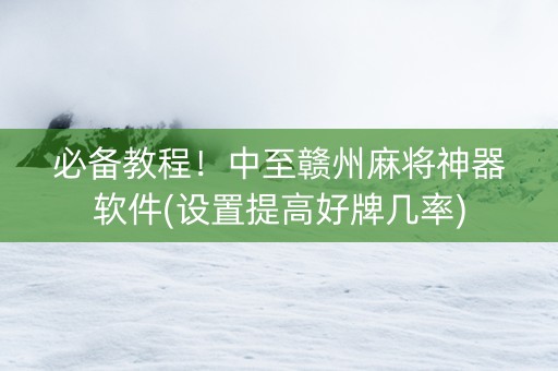 必备教程！中至赣州麻将神器软件(设置提高好牌几率)