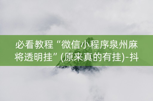 必看教程“微信小程序泉州麻将透明挂”(原来真的有挂)-抖音