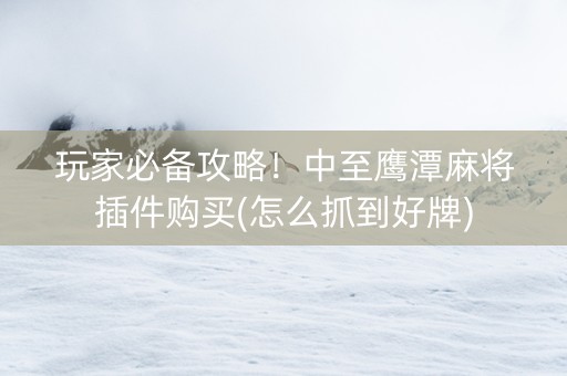 玩家必备攻略！中至鹰潭麻将插件购买(怎么抓到好牌)