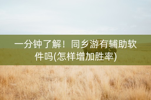 一分钟了解！同乡游有辅助软件吗(怎样增加胜率)