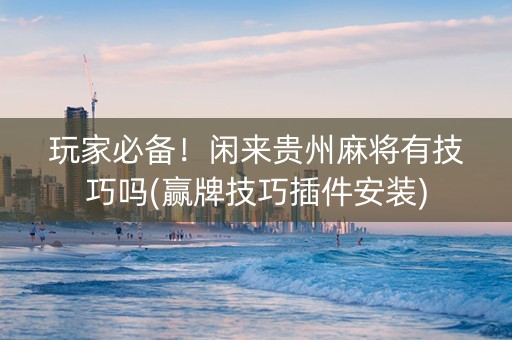 玩家必备！闲来贵州麻将有技巧吗(赢牌技巧插件安装)