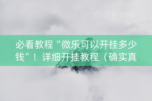 必看教程“微乐可以开挂多少钱”！详细开挂教程（确实真的有挂)-抖音