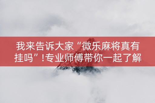 我来告诉大家“微乐麻将真有挂吗”!专业师傅带你一起了解（详细教程）-抖音