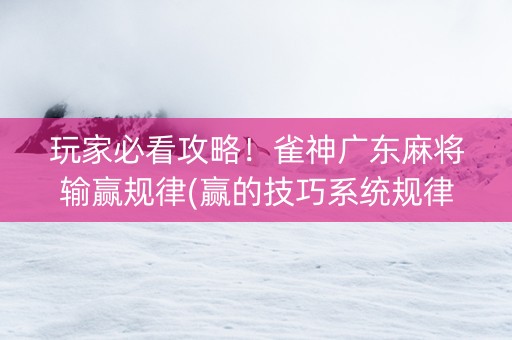 玩家必看攻略！雀神广东麻将输赢规律(赢的技巧系统规律)