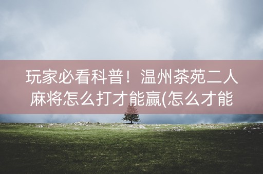 玩家必看科普！温州茶苑二人麻将怎么打才能赢(怎么才能来好牌)
