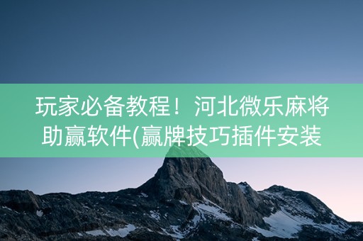 玩家必备教程！河北微乐麻将助赢软件(赢牌技巧插件安装)