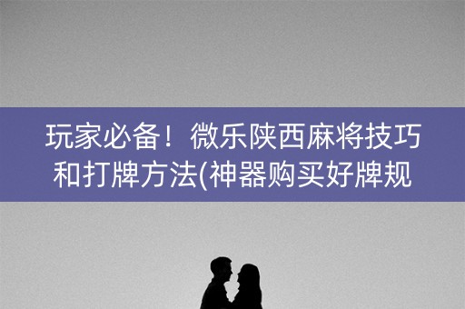 玩家必备！微乐陕西麻将技巧和打牌方法(神器购买好牌规律)