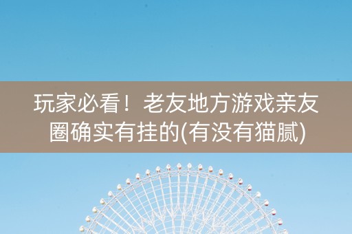 玩家必看！老友地方游戏亲友圈确实有挂的(有没有猫腻)