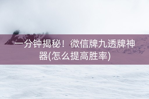 一分钟揭秘！微信牌九透牌神器(怎么提高胜率)