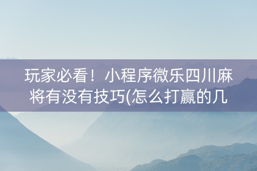 玩家必看！小程序微乐四川麻将有没有技巧(怎么打赢的几率大)
