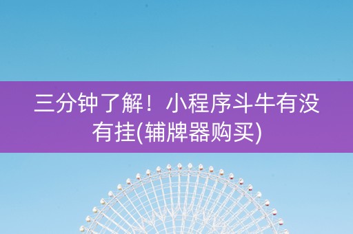 三分钟了解！小程序斗牛有没有挂(辅牌器购买)