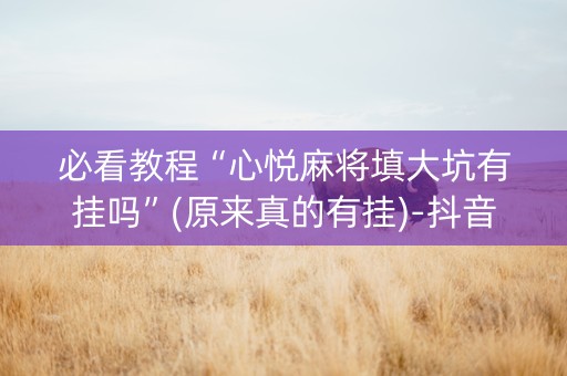 必看教程“心悦麻将填大坑有挂吗”(原来真的有挂)-抖音