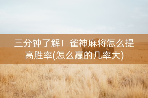 三分钟了解！雀神麻将怎么提高胜率(怎么赢的几率大)