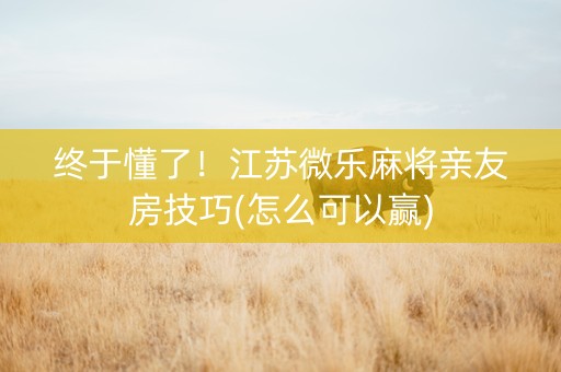 终于懂了！江苏微乐麻将亲友房技巧(怎么可以赢)
