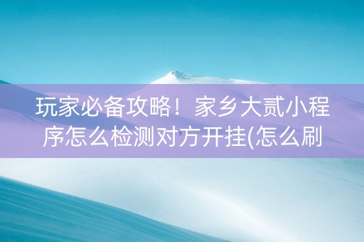 玩家必备攻略！家乡大贰小程序怎么检测对方开挂(怎么刷好牌)