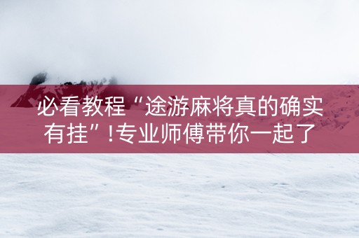 必看教程“途游麻将真的确实有挂”!专业师傅带你一起了解（详细教程）-抖音