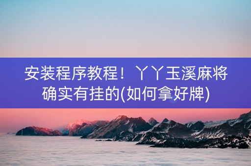 安装程序教程！丫丫玉溪麻将确实有挂的(如何拿好牌)