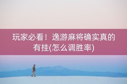 玩家必看！逸游麻将确实真的有挂(怎么调胜率)