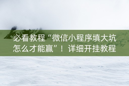 必看教程“微信小程序填大坑怎么才能赢”！详细开挂教程（确实真的有挂)-抖音