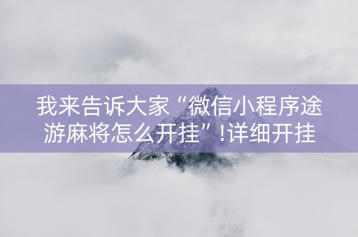 我来告诉大家“微信小程序途游麻将怎么开挂”!详细开挂教程-抖音