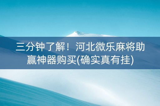 三分钟了解！河北微乐麻将助赢神器购买(确实真有挂)