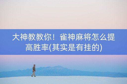 大神教教你！雀神麻将怎么提高胜率(其实是有挂的)