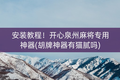 安装教程！开心泉州麻将专用神器(胡牌神器有猫腻吗)
