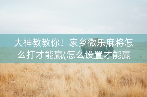 大神教教你！家乡微乐麻将怎么打才能赢(怎么设置才能赢)