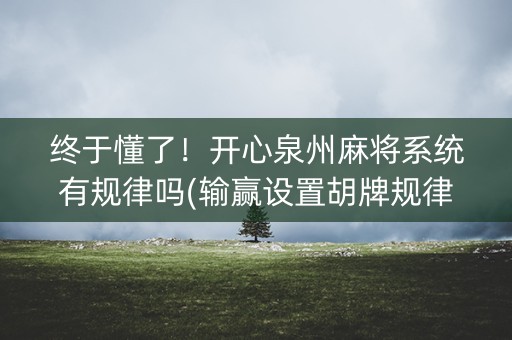 终于懂了！开心泉州麻将系统有规律吗(输赢设置胡牌规律)