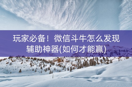玩家必备！微信斗牛怎么发现辅助神器(如何才能赢)