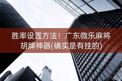 胜率设置方法！广东微乐麻将胡牌神器(确实是有挂的)