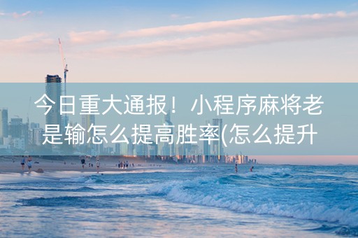 今日重大通报！小程序麻将老是输怎么提高胜率(怎么提升胜率)