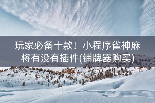 玩家必备十款！小程序雀神麻将有没有插件(铺牌器购买)